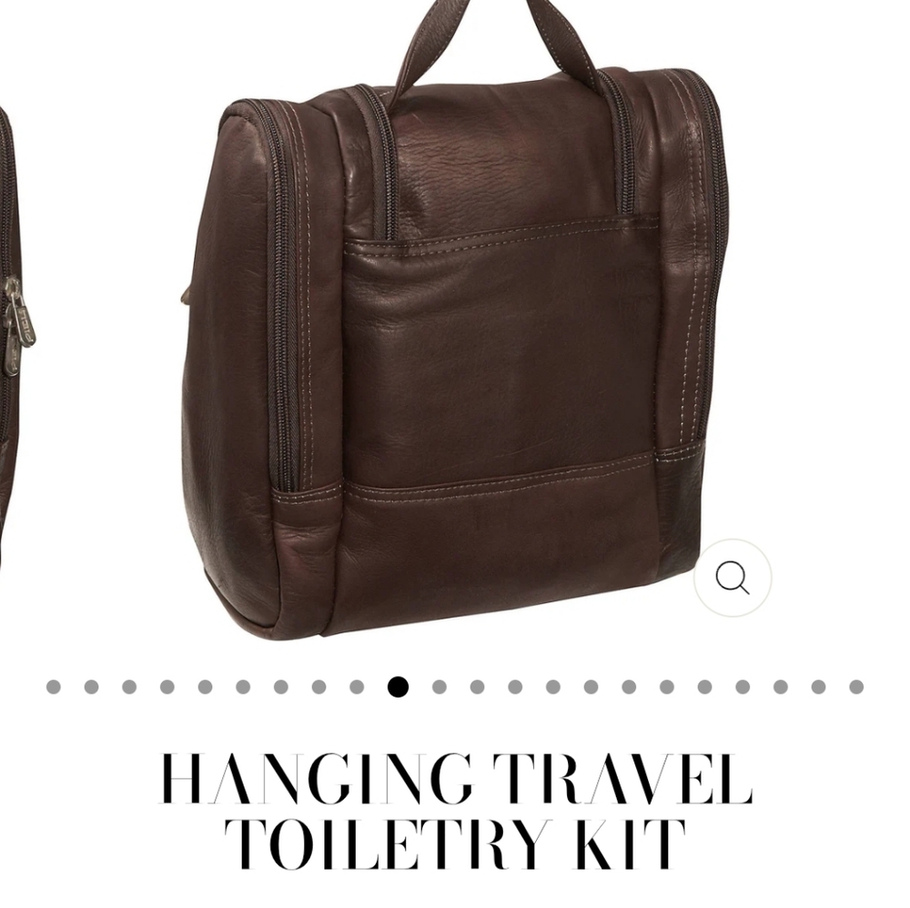 Brown Leather Hanging Travel Toiletry Kit NWOT - Picture 3 of 13